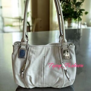 Tignanello Soft White Off Leather Bucket Shoulder Tote Bag Timeless Functional